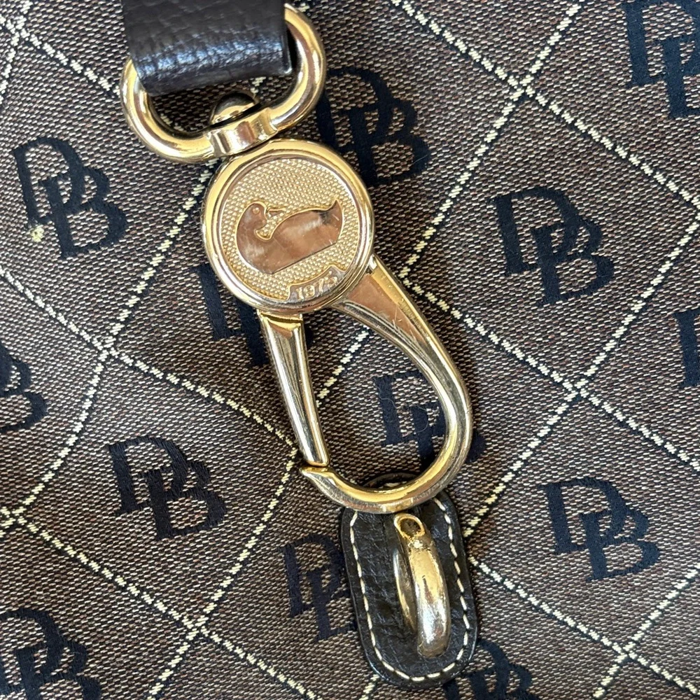 Dooney & Bourke Brown Logo Shoulder Tote with Gold Hardware - Picture 2 of 6